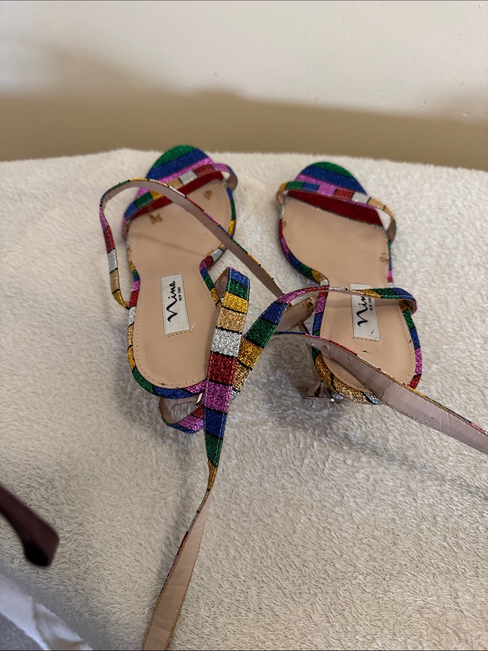 Nina Multicolor Glitter Strappy Sandals